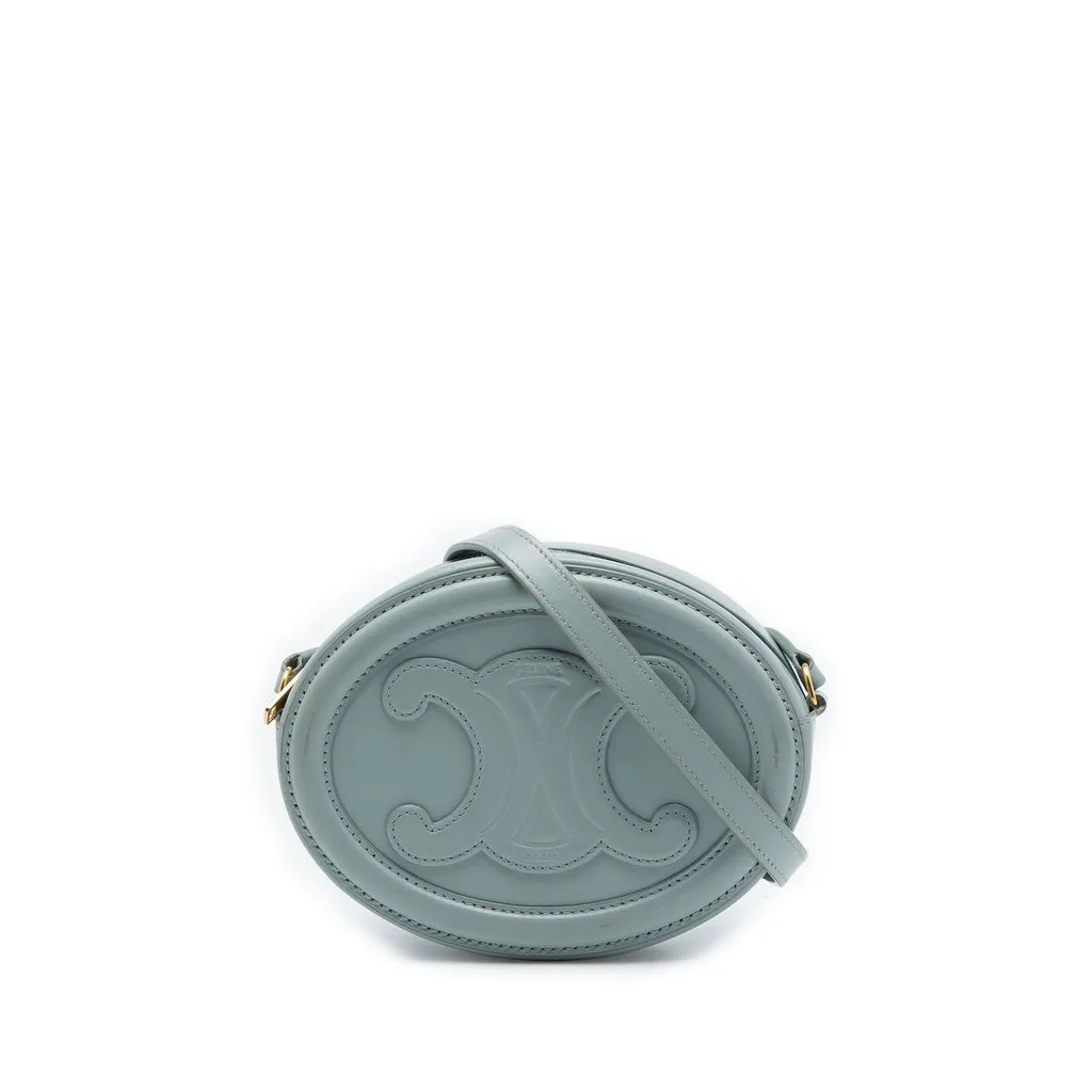 Celine Small Calfskin Cuir Triomphe Oval Crossbody Blue Leather Very good - Front View