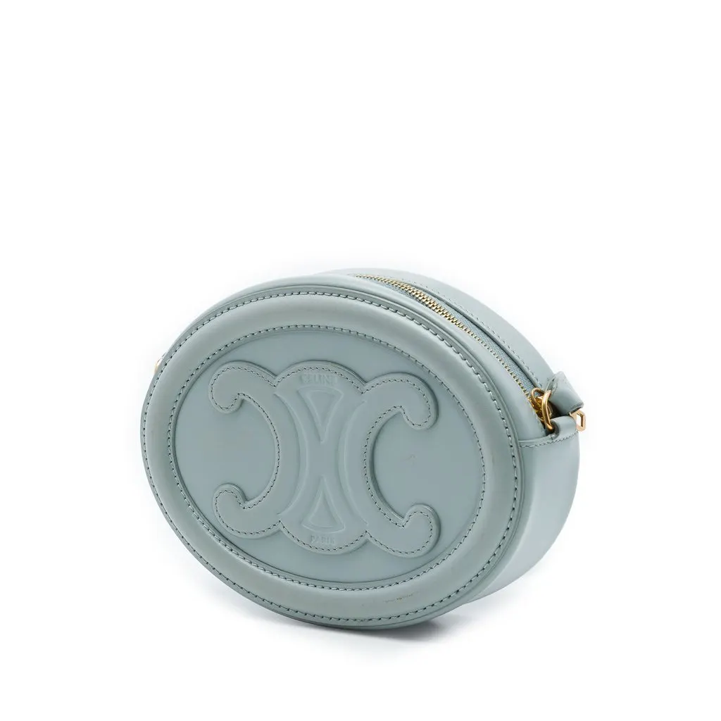 Celine Small Calfskin Cuir Triomphe Oval Crossbody Blue Leather Very good - Back View