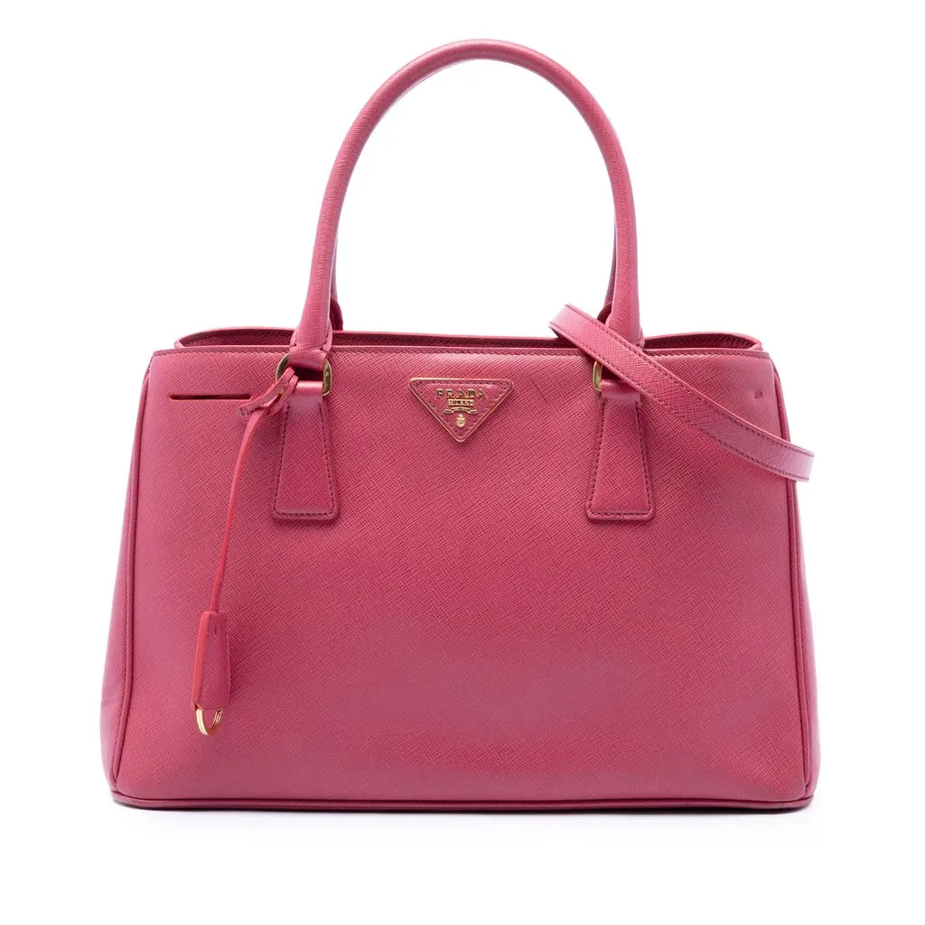 Prada Small Saffiano Lux Gardeners Tote Pink Leather Very good - Front View