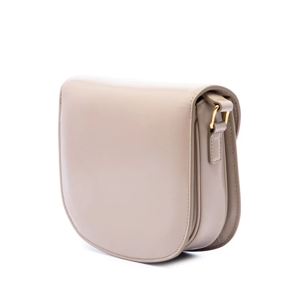 Celine Teen Shiny Calfskin Triomphe Besace Clea Crossbody Beige Leather Very good - Back View