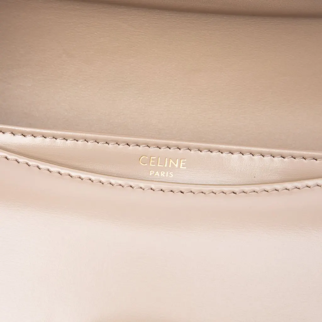 Celine Teen Shiny Calfskin Triomphe Besace Clea Crossbody Beige Leather Very good - Box View