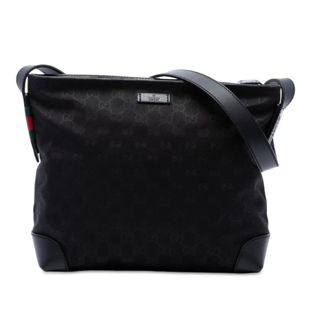 Gucci GG Canvas Web Crossbody Black Canvas Very good - Front View