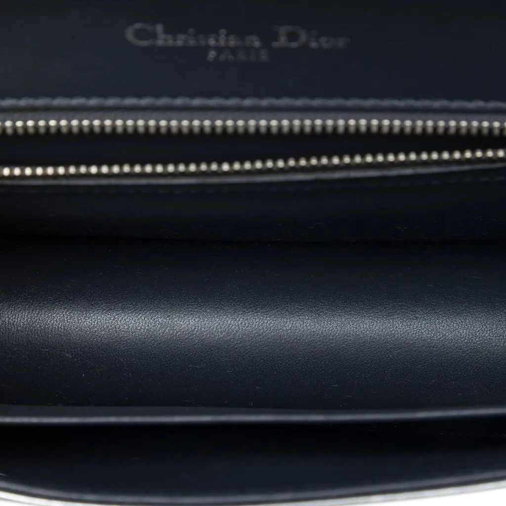 Dior Small Metallic Patent Microcannage Diorama Flap Silver Leather Good - Model View