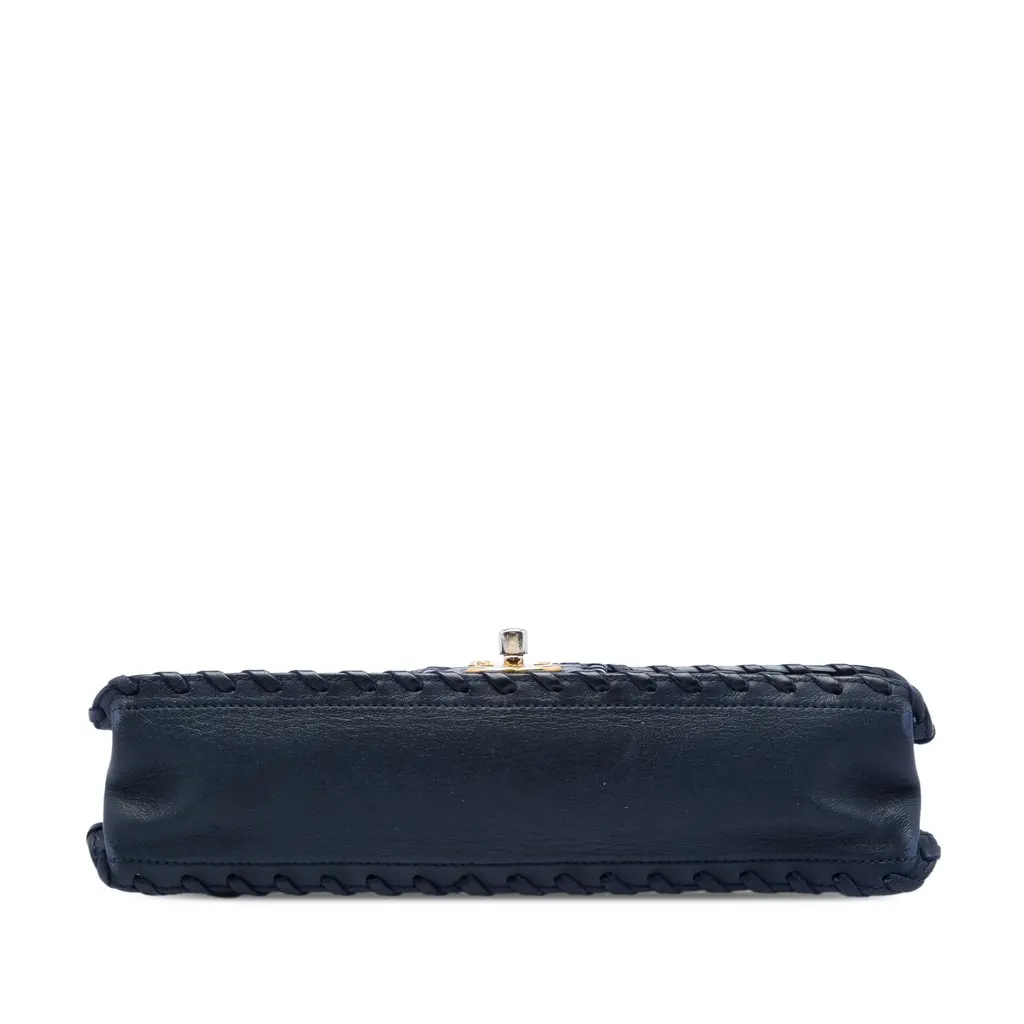 Chanel Medium Quilted Iridescent Calfskin Happy Stitch Flap Blue Leather Very good - Inside View