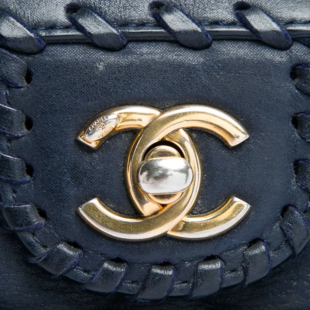 Chanel Medium Quilted Iridescent Calfskin Happy Stitch Flap Blue Leather Very good - Box View