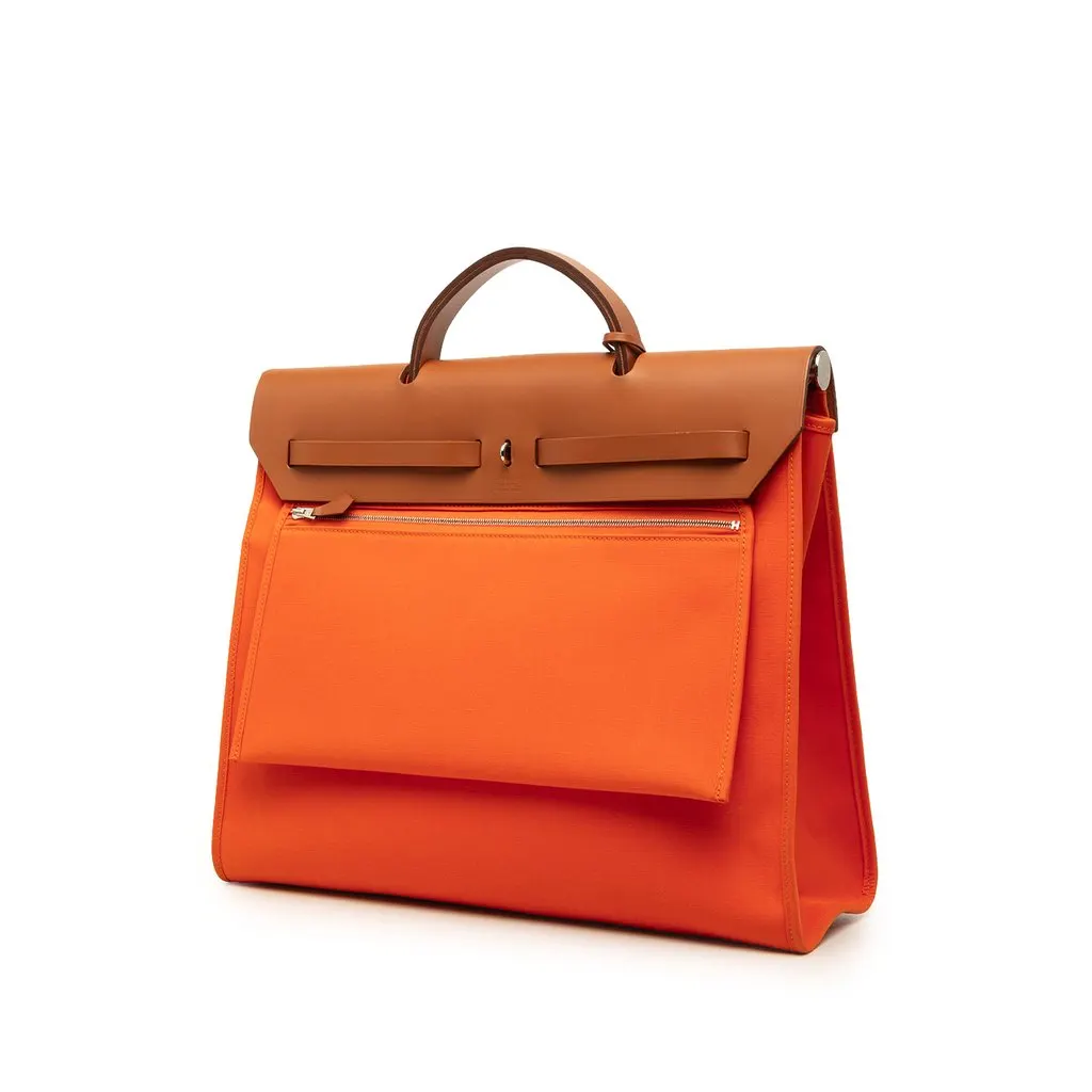 Hermès Toile Herbag Zip 39 Orange Canvas Very good - Back View
