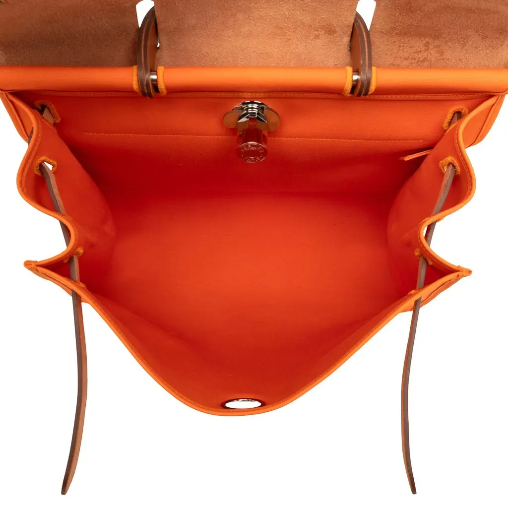 Hermès Toile Herbag Zip 39 Orange Canvas Very good - Model View