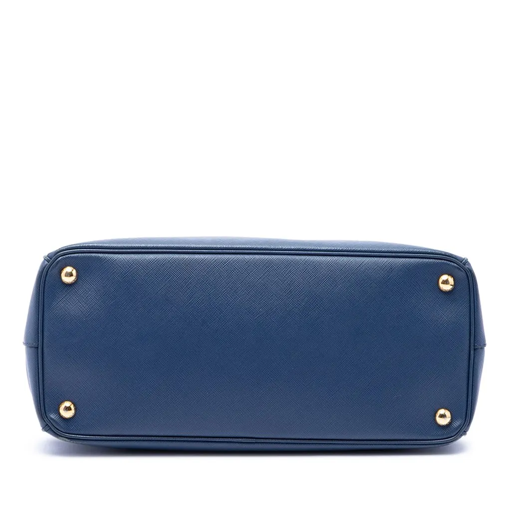 Prada Large Saffiano Lux Galleria Double Zip Tote Blue Leather Good - Inside View
