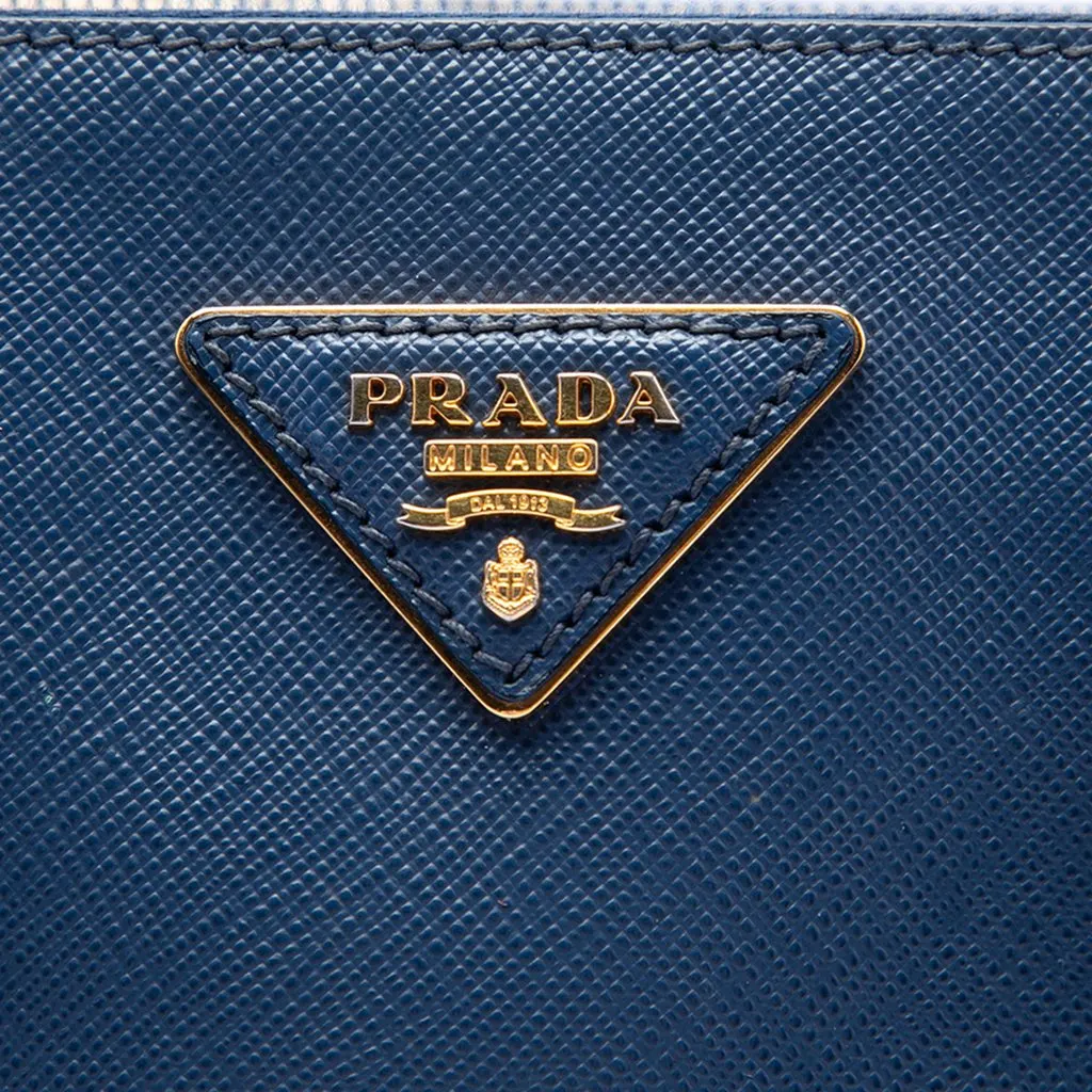 Prada Large Saffiano Lux Galleria Double Zip Tote Blue Leather Good - Box View