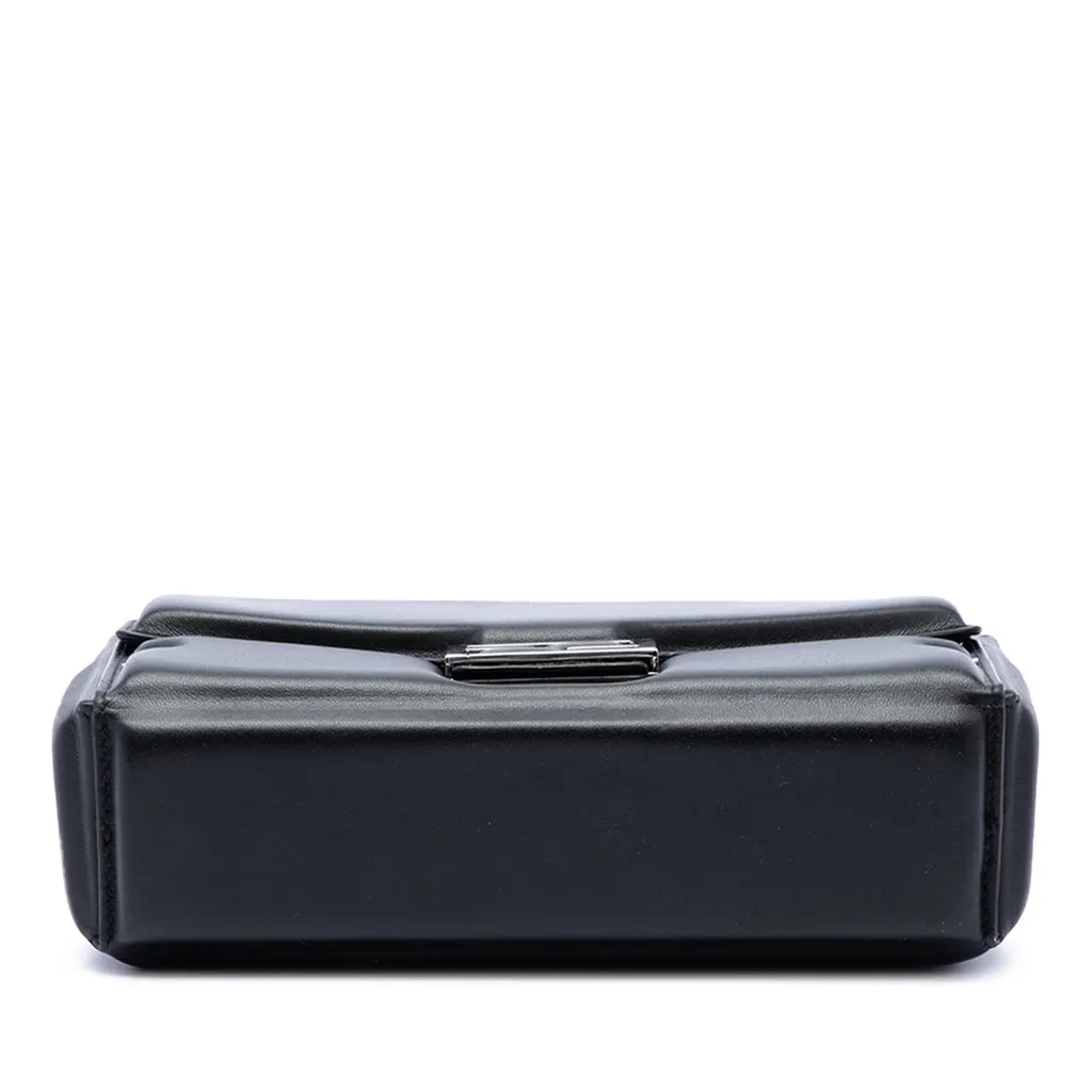 Fendi Leather Soft Trunk Baguette Satchel Black Leather Very good - Inside View