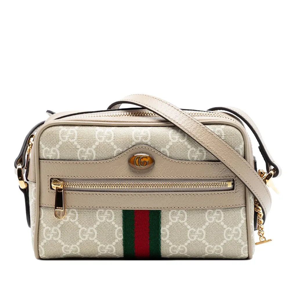 Gucci Mini GG Supreme Web Ophidia Crossbody Brown Very good - Front View