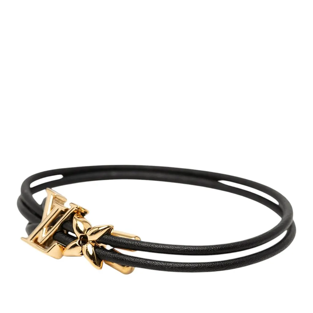 Louis Vuitton Leather LV Bloom Bracelet Black Leather Very good - Back View