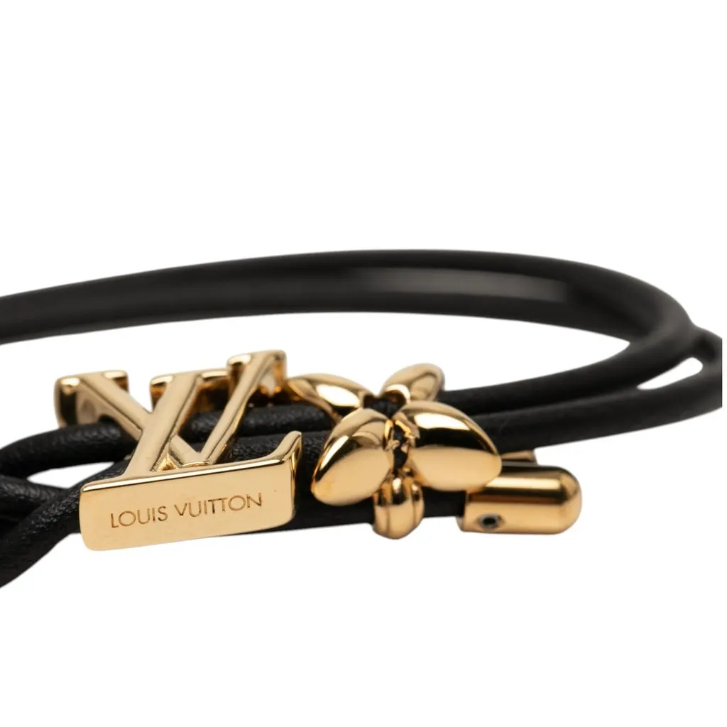 Louis Vuitton Leather LV Bloom Bracelet Black Leather Very good - Model View