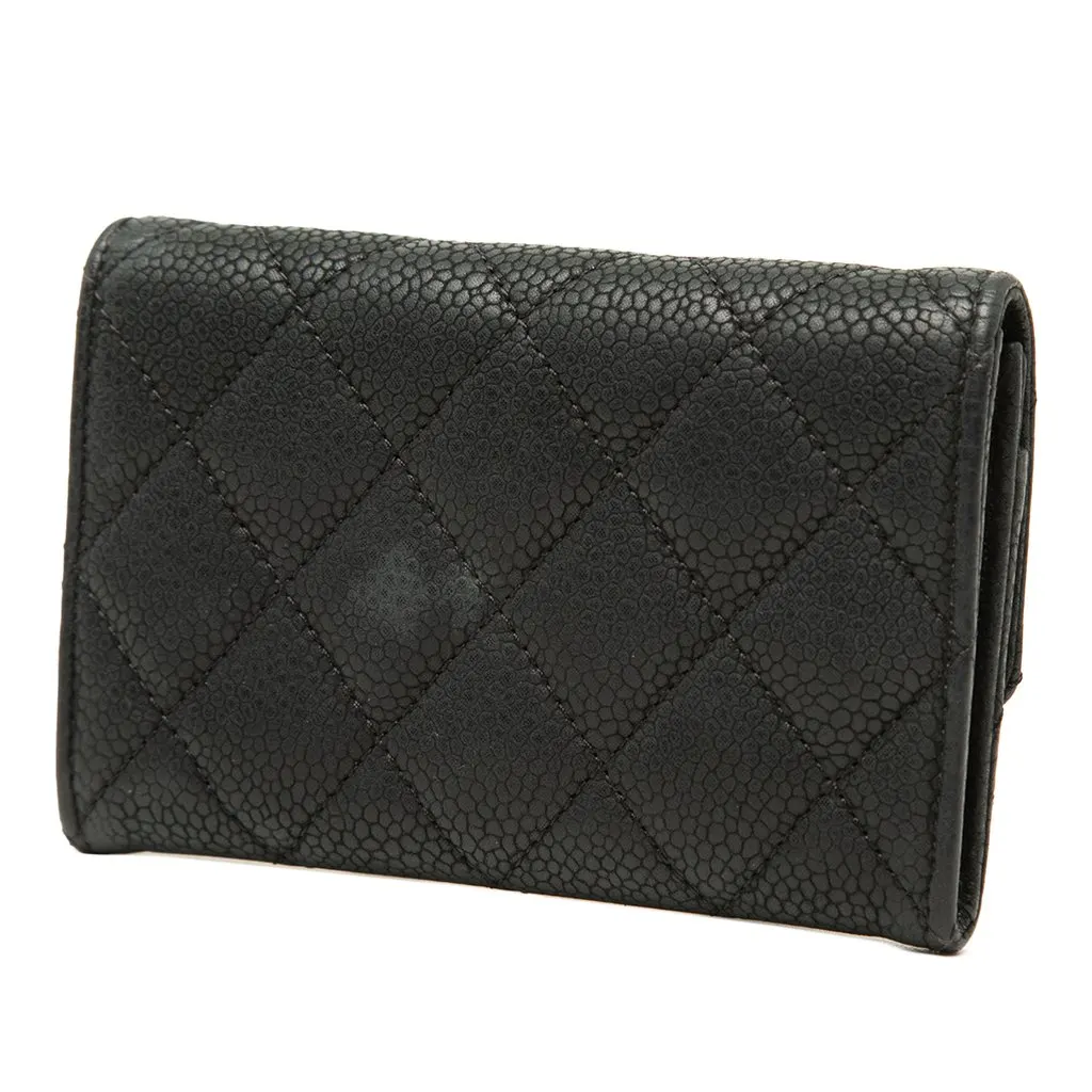 Chanel CC Quilted Caviar Flap Card Holder Black Leather Very good - Back View