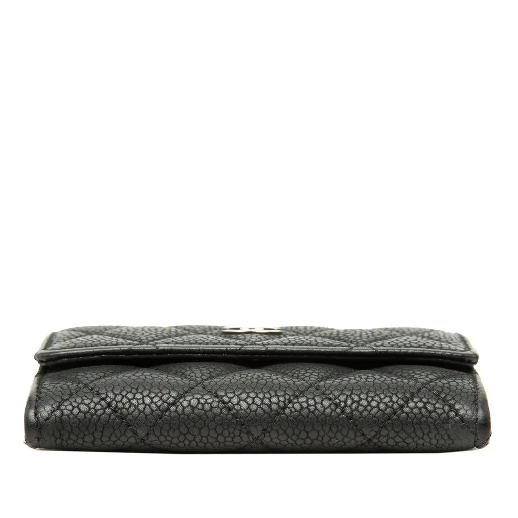 Chanel CC Quilted Caviar Flap Card Holder Black Leather Very good - Inside View