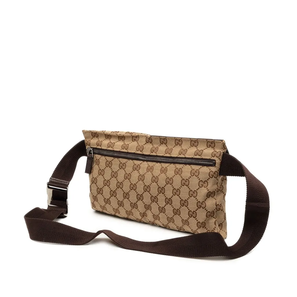 Gucci GG Canvas Double Pocket Belt Bag Beige Very good - Back View