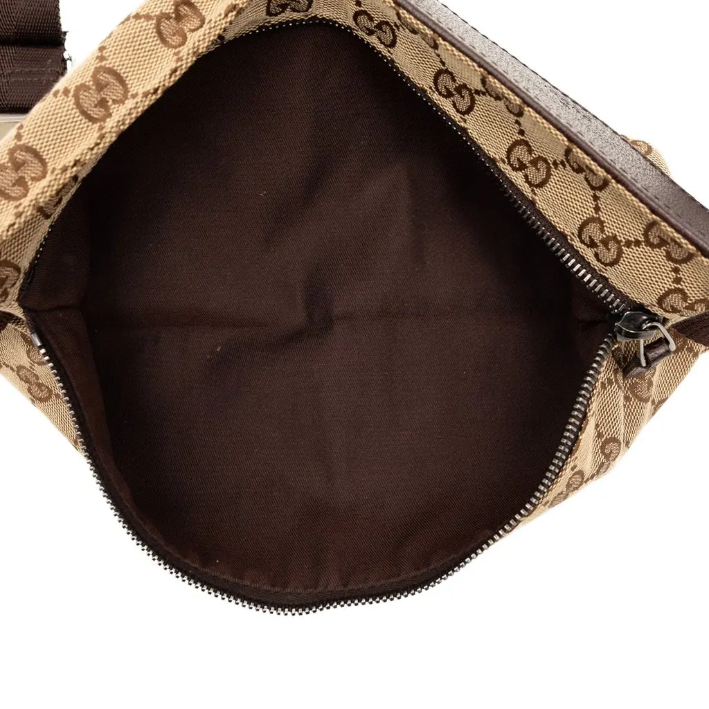 Gucci GG Canvas Double Pocket Belt Bag Beige Very good - Model View