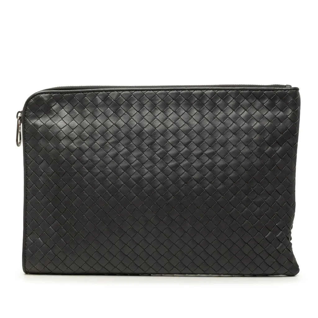 Bottega Veneta Nappa Intrecciato Clutch Grey Leather Good - Front View