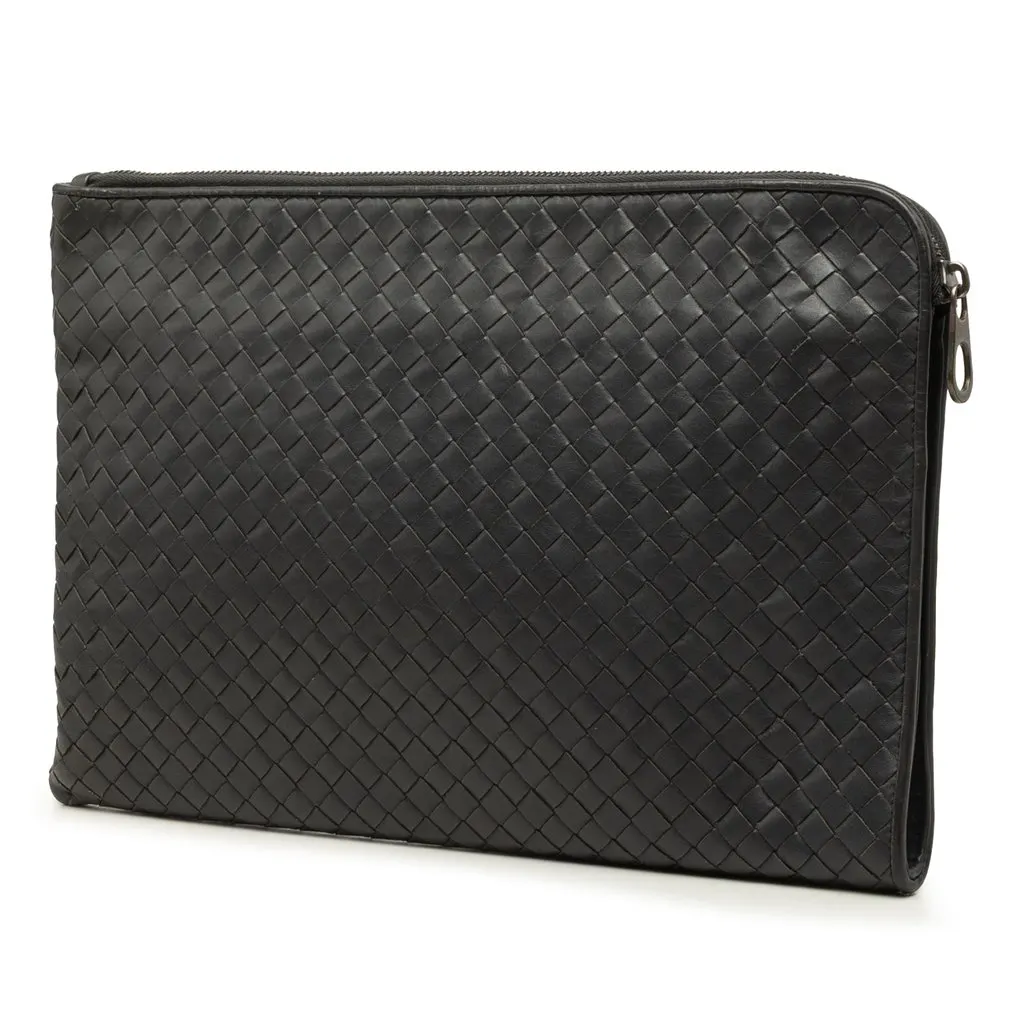 Bottega Veneta Nappa Intrecciato Clutch Grey Leather Good - Back View