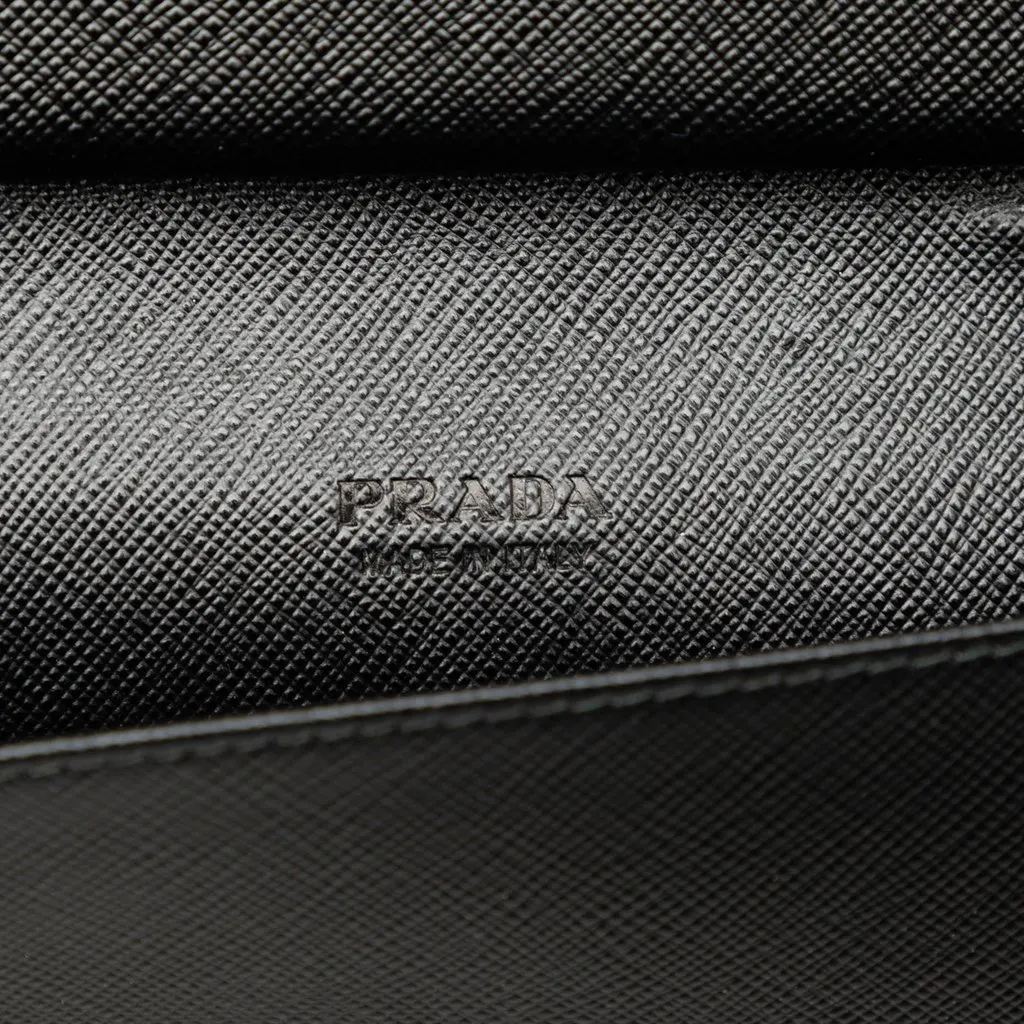 Prada Saffiano Zip Around Long Wallet Black Leather Very good - Box View