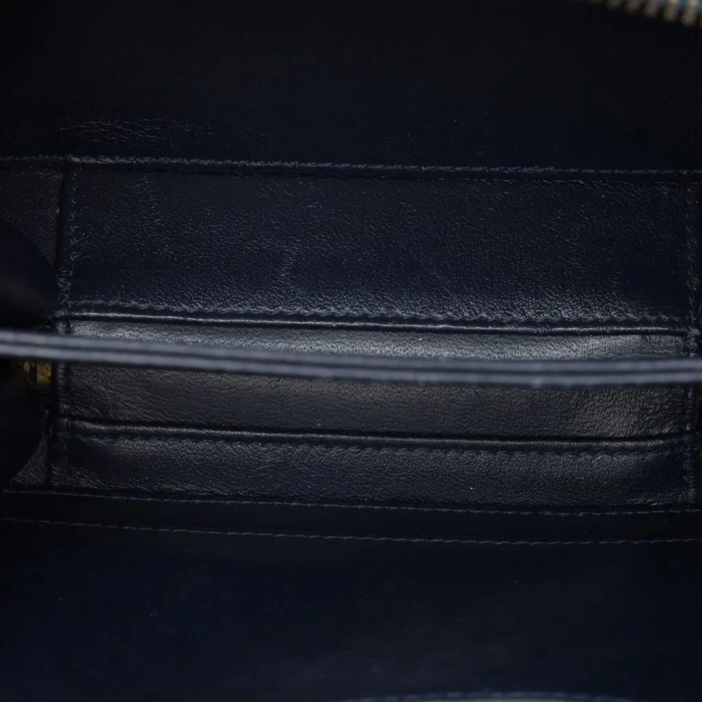 Chanel Small Caviar CC Filigree Vanity Case Blue Leather Good - Model View