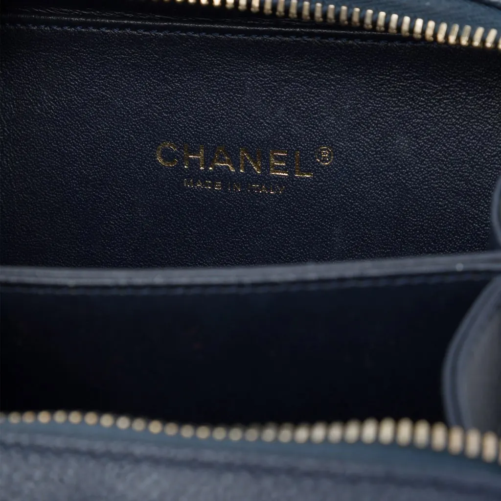 Chanel Small Caviar CC Filigree Vanity Case Blue Leather Good - Box View