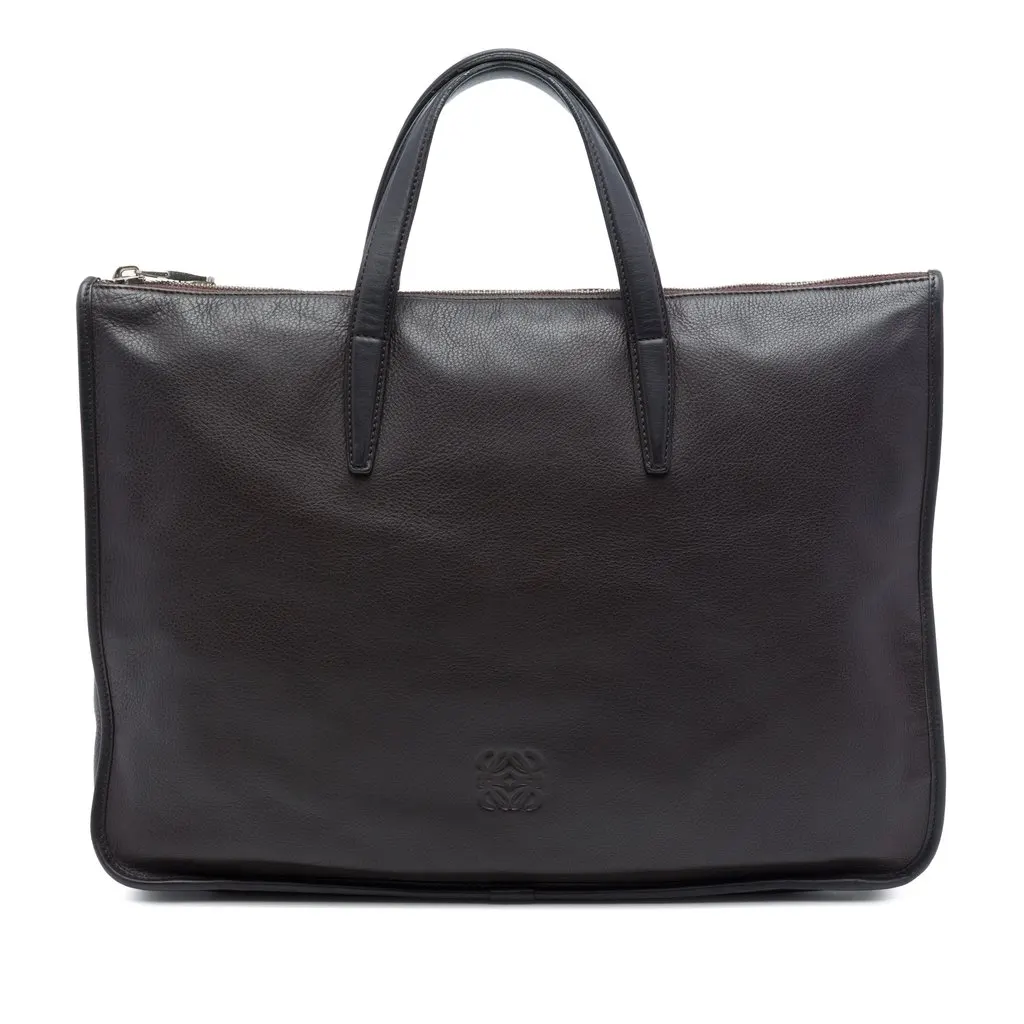 LOEWE Leather Anagram Toledo Briefcase Brown Leather Very good - Front View