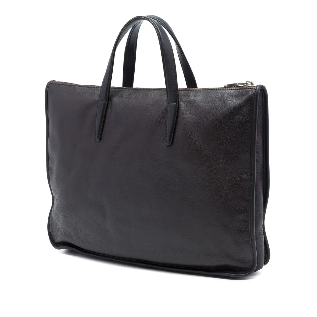 LOEWE Leather Anagram Toledo Briefcase Brown Leather Very good - Back View