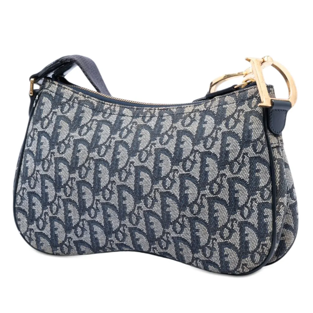 Dior Diorissimo Trotter Canvas Double Saddle Crossbody Blue Very good - Back View