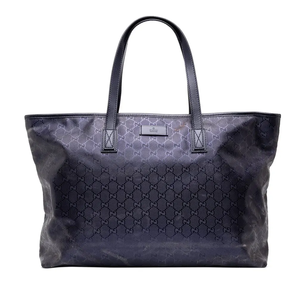 Gucci Large GG Imprime Tote Blue Canvas Good - Front View