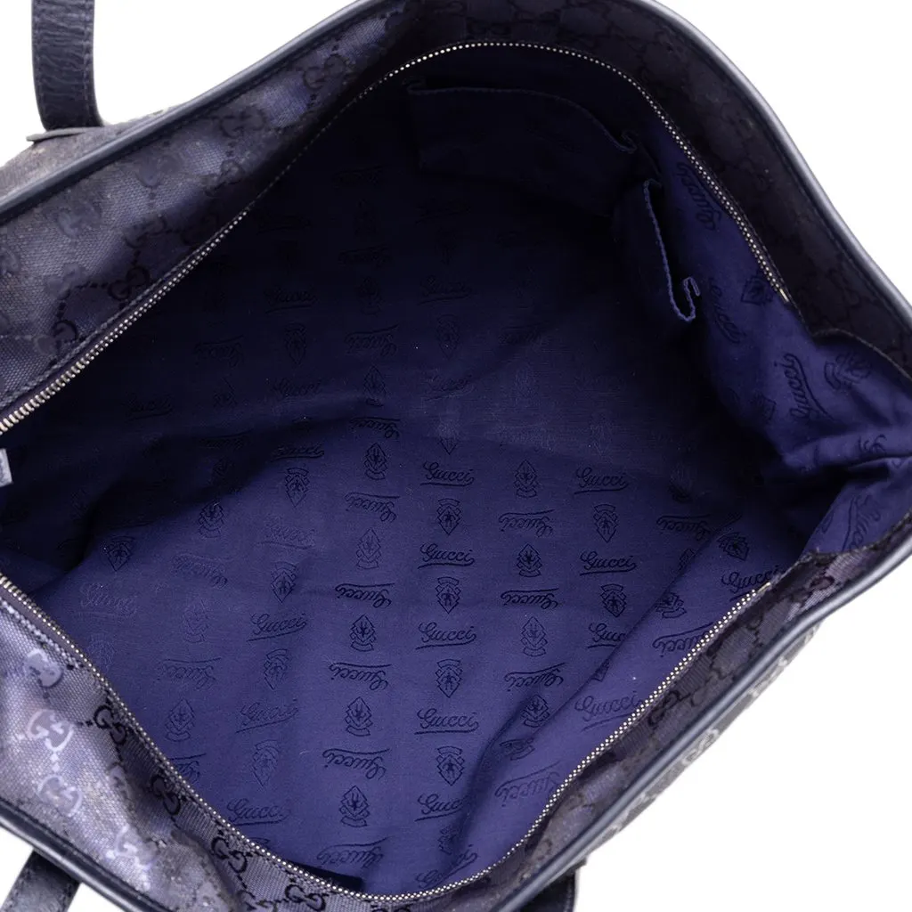 Gucci Large GG Imprime Tote Blue Canvas Good - Model View