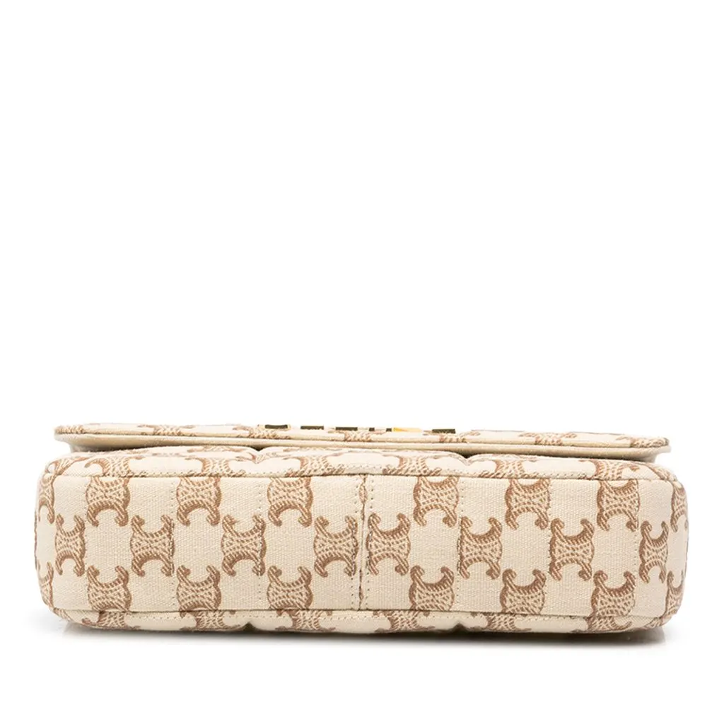 Celine Triomphe Matelasse Canvas Monochrome Chain Shoulder Bag Beige Canvas Very good - Inside View