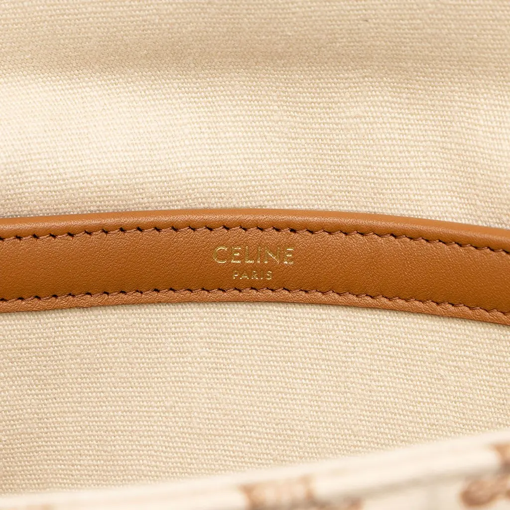 Celine Triomphe Matelasse Canvas Monochrome Chain Shoulder Bag Beige Canvas Very good - Box View