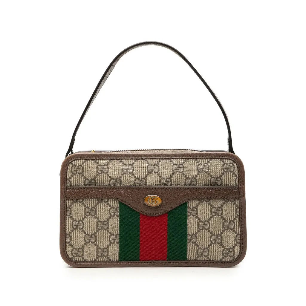Gucci Small GG Supreme Web Ophidia Top Handle Bag Beige Canvas Very good - Front View