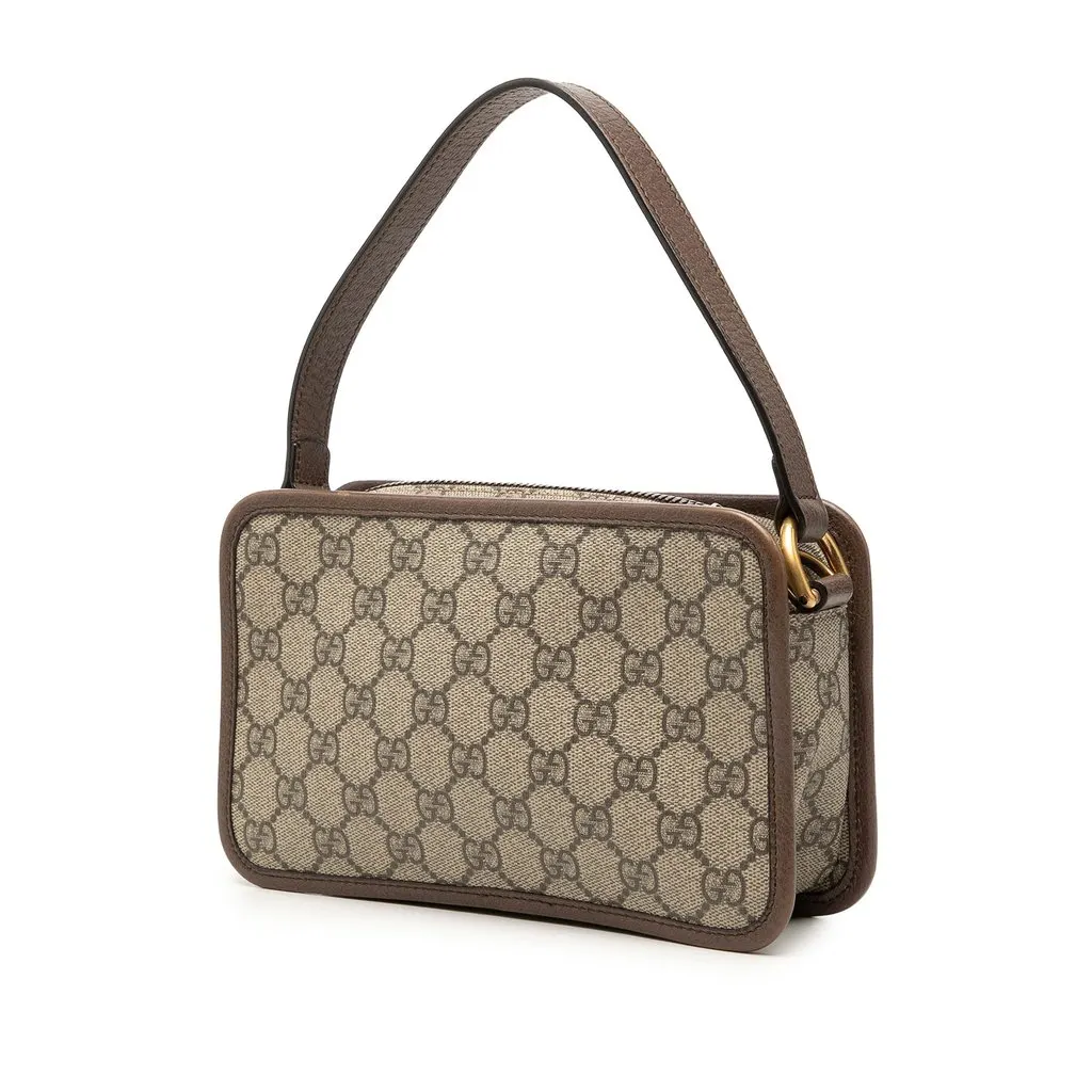 Gucci Small GG Supreme Web Ophidia Top Handle Bag Beige Canvas Very good - Back View