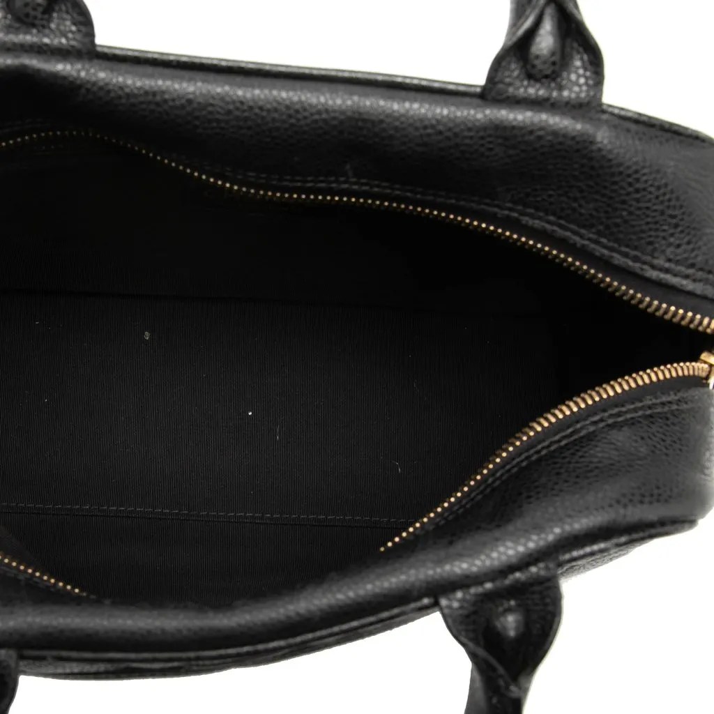 Chanel CC Quilted Caviar Bowling Bag Black Leather Very good - Model View