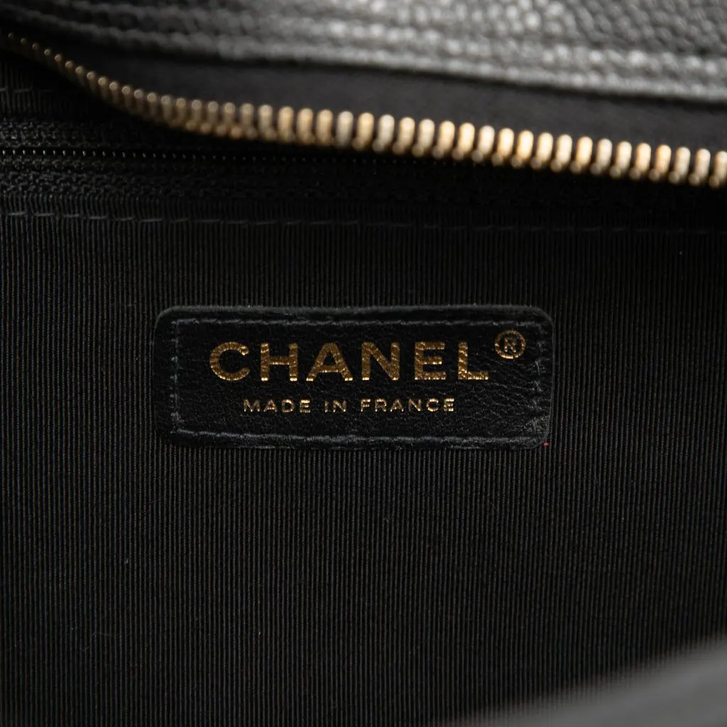 Chanel CC Quilted Caviar Bowling Bag Black Leather Very good - Box View