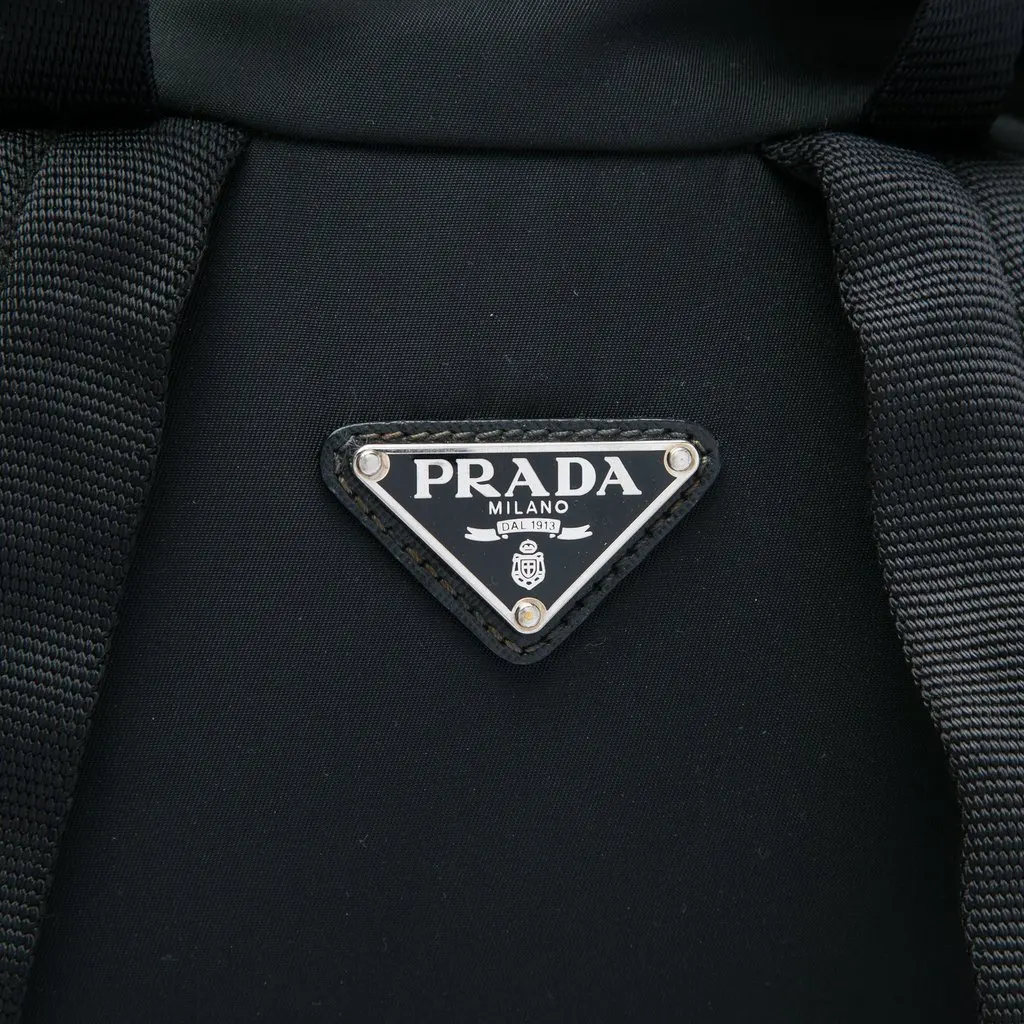 Prada Saffiano Trimmed Tessuto Backpack Black Very good - Box View