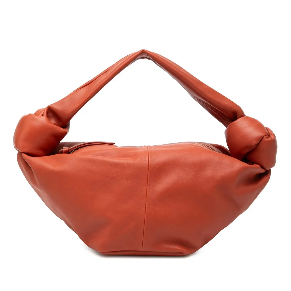 Bottega Veneta Mini Calfskin Double Knot Orange Leather Very good - Front View