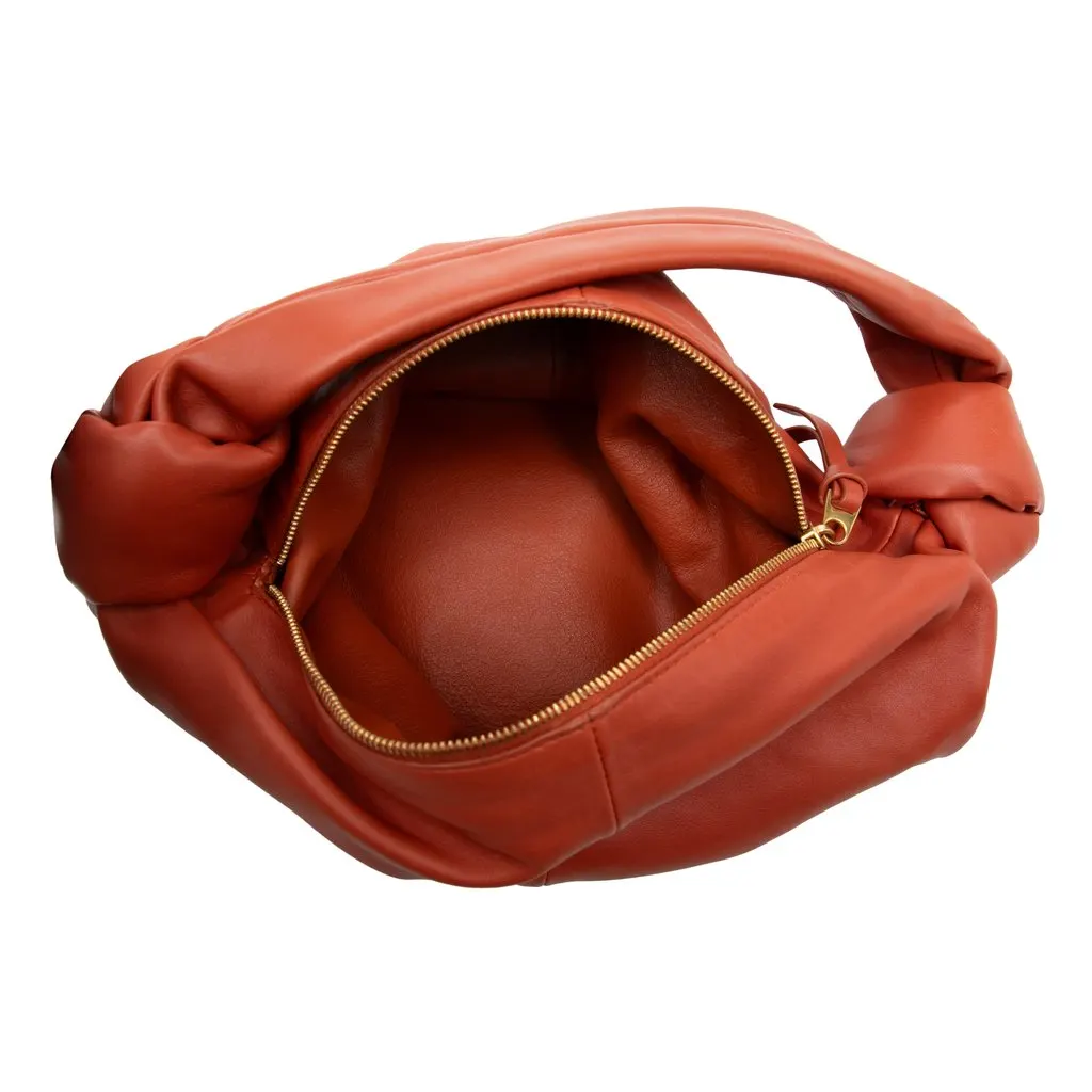 Bottega Veneta Mini Calfskin Double Knot Orange Leather Very good - Model View