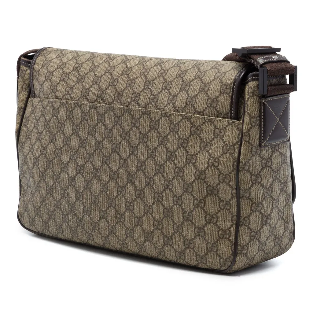 Gucci GG Supreme Interlocking G Crossbody Beige Canvas Very good - Back View