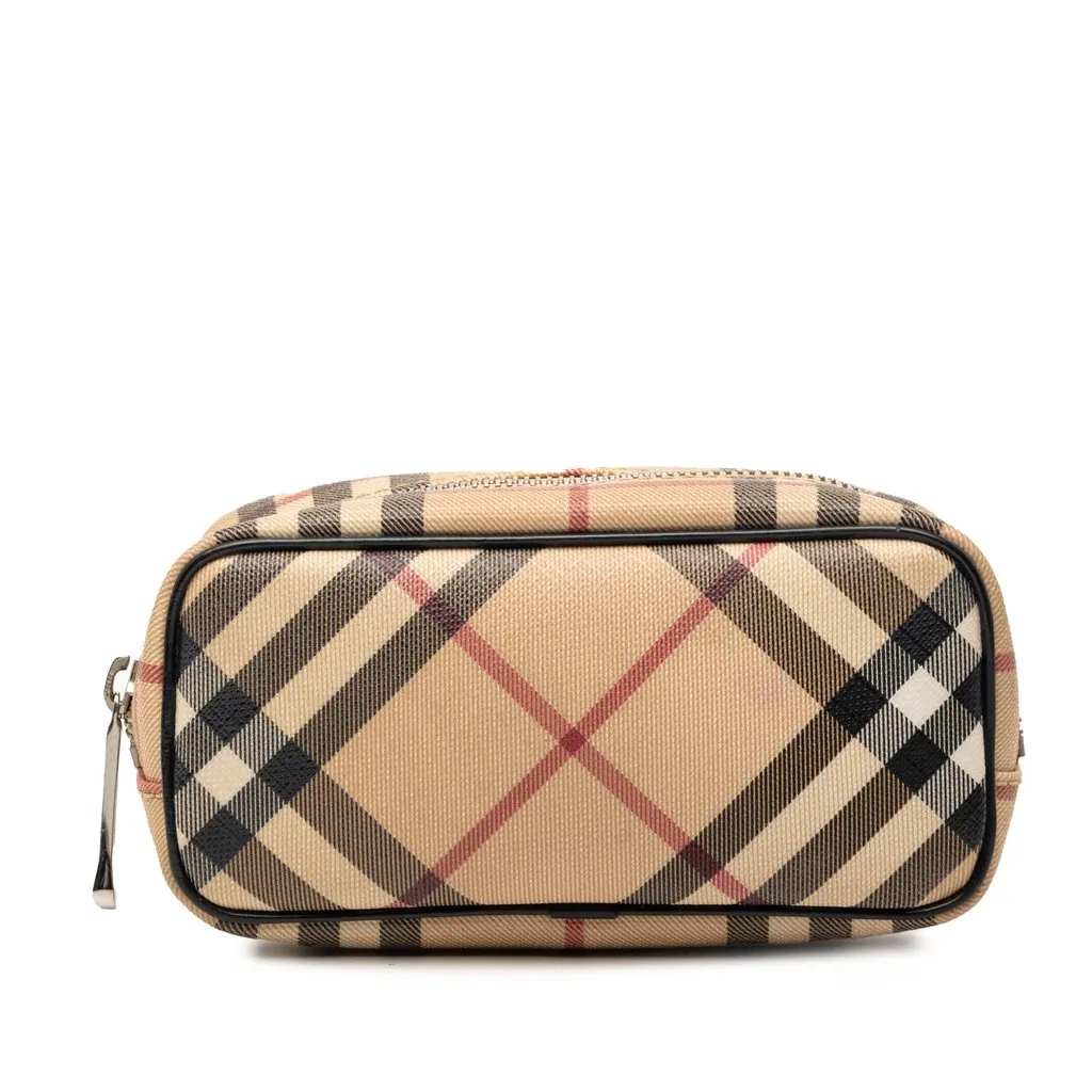 Burberry Supernova Check Coated Canvas Pouch Beige Very good - Front View
