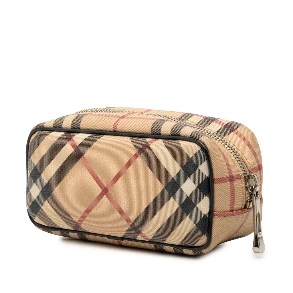 Burberry Supernova Check Coated Canvas Pouch Beige Very good - Back View