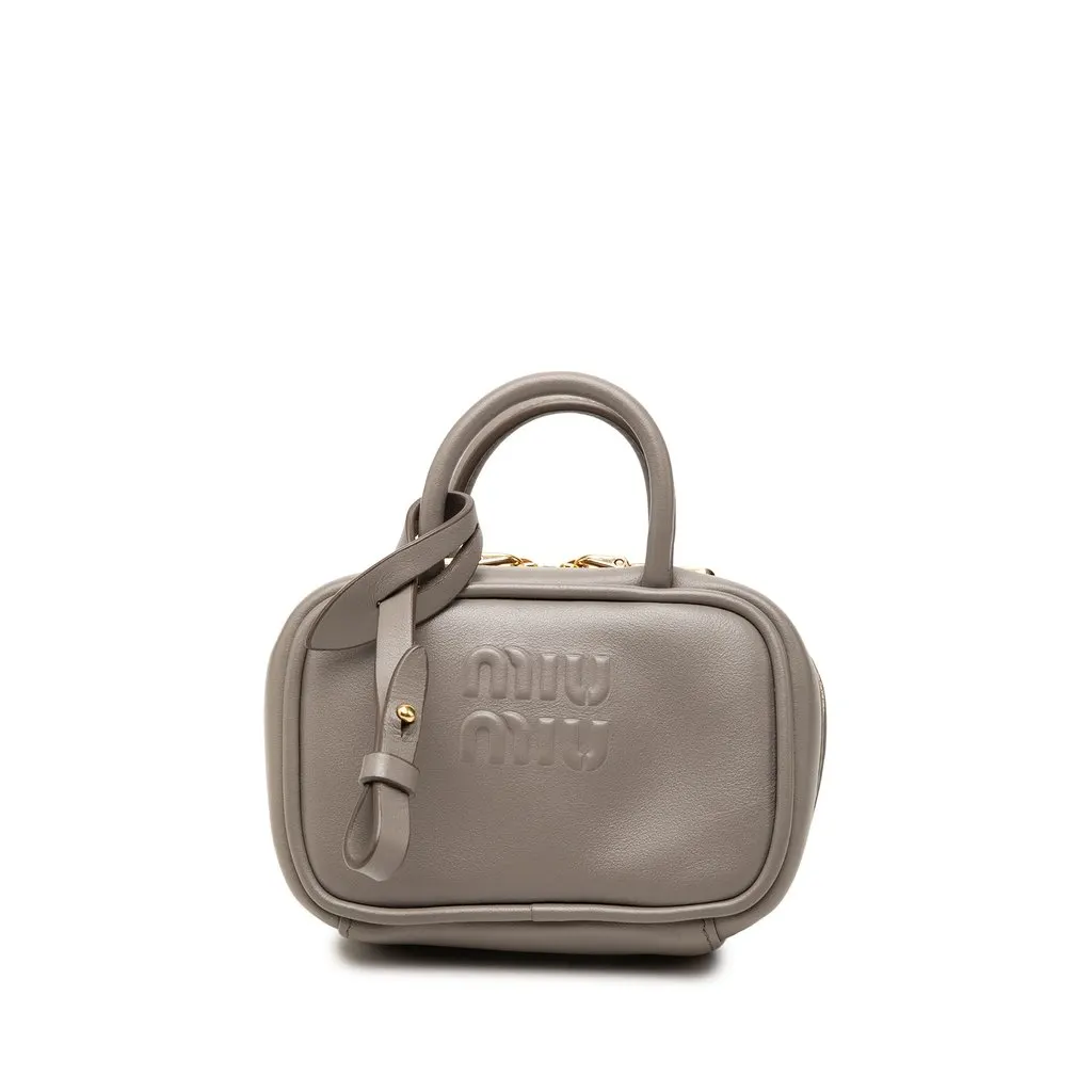 Miu Miu Micro Calfskin Softy Beau Bag Grey Leather Very good - Front View