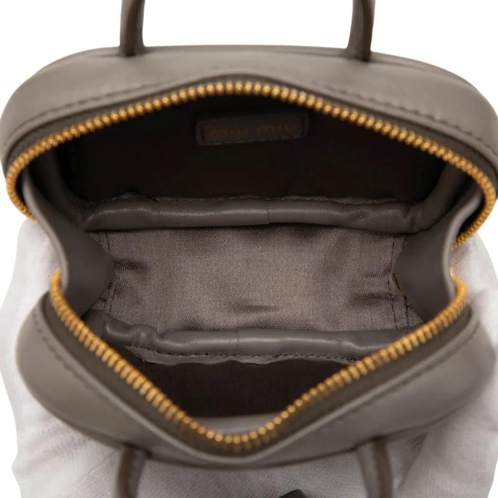 Miu Miu Micro Calfskin Softy Beau Bag Grey Leather Very good - Model View