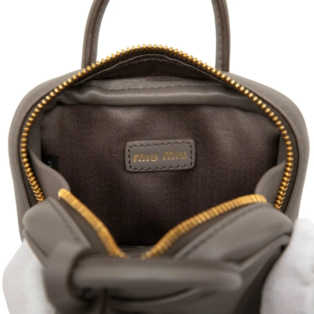 Miu Miu Micro Calfskin Softy Beau Bag Grey Leather Very good - Box View