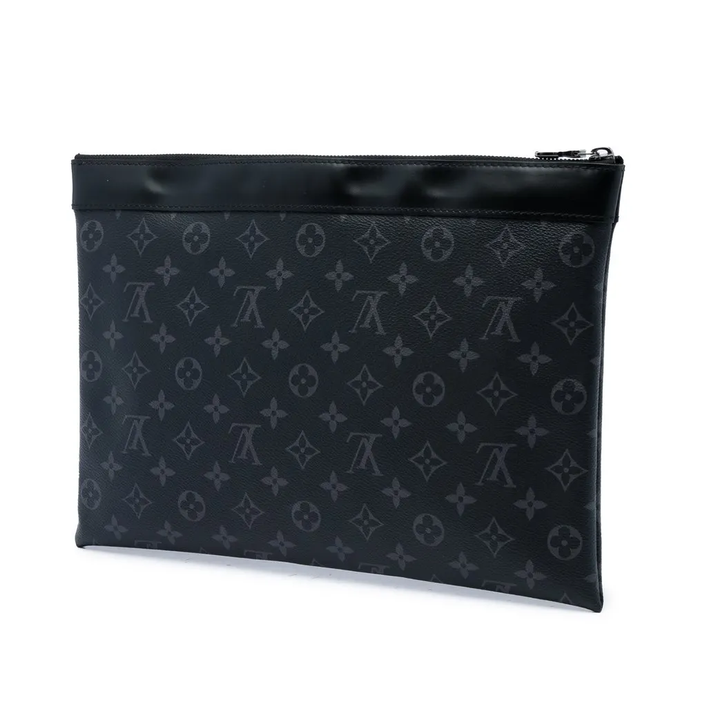 Louis Vuitton Monogram Eclipse Discovery Pochette GM Black Canvas Very good - Back View