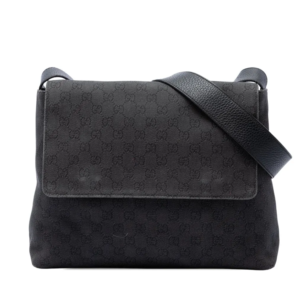 Gucci GG Denim Messenger Bag Black Denim Very good - Front View