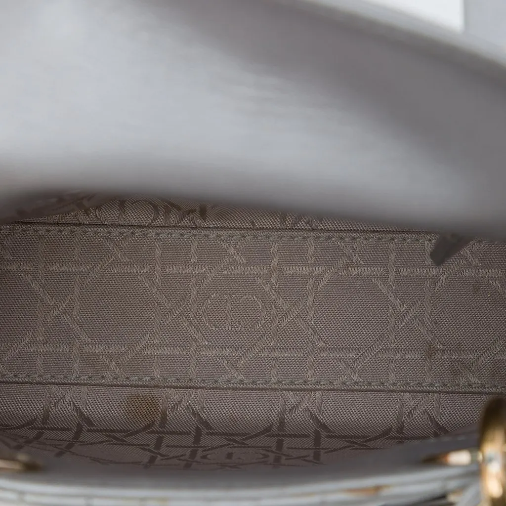 Dior Mini Metallic Lambskin Cannage Lady Dior Grey Leather Very good - Model View