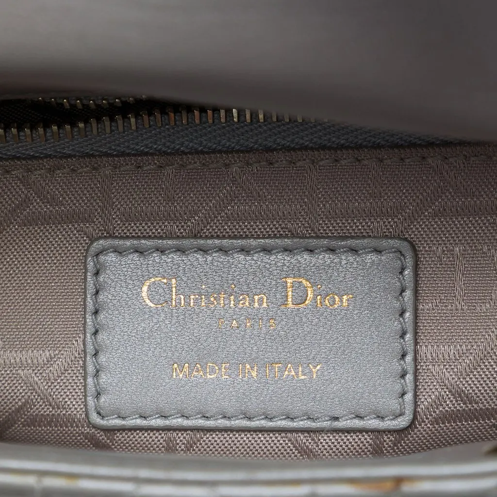 Dior Mini Metallic Lambskin Cannage Lady Dior Grey Leather Very good - Box View